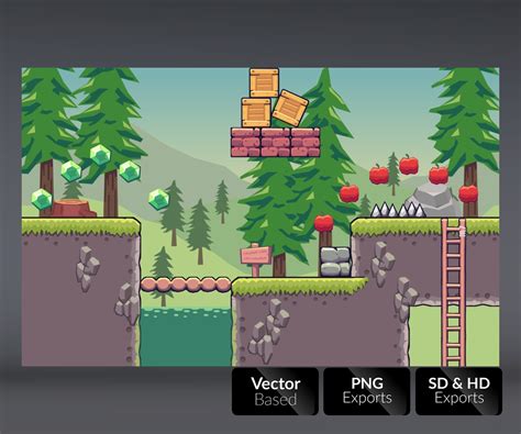 Pine Hill Area Seamless Platformer Tileset Game Art Partners