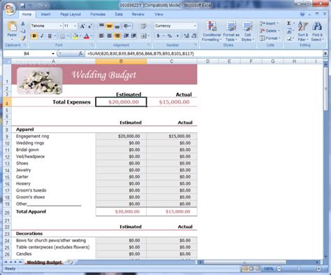 wedding budget spreadsheet uk — excelxo.com