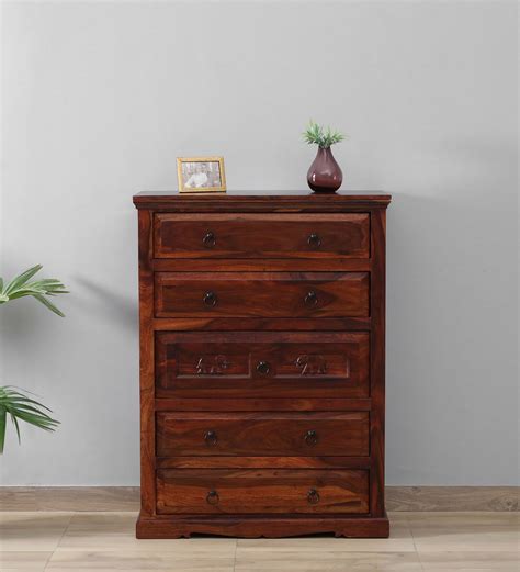 Buy Airavana Sheesham Wood Chest Of Drawers In Scratch Resistant Honey