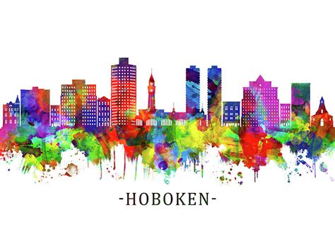 Hoboken New Jersey Skyline Mixed Media By Nextway Art Fine Art America