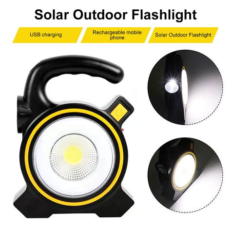 Solar Cob Camping Light Portable Tent Lantern Torch Waterproof Work