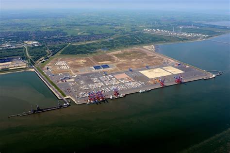 Wilhelmshaven Von Oben Containerterminal Im Containerhafen Des