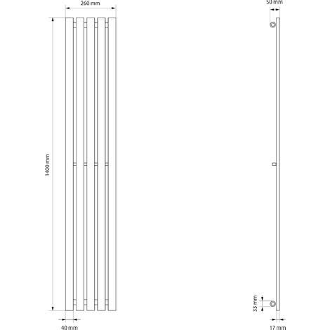 ECD Germany Stella Design Radiador De Panel 260 X 1400 Mm Blanco