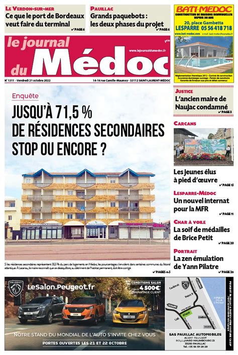 Le Journal du Médoc N1311 du 21 octobre 2022 à télécharger sur iPad