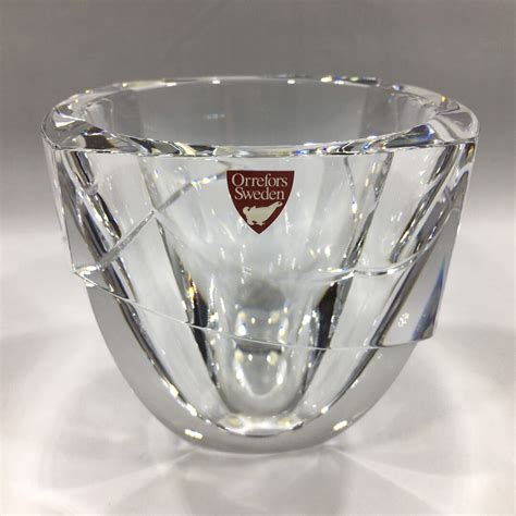 ORREFORS LANCELOT Signed Bowl Vase Heavy Crystal Art Glass Designed By