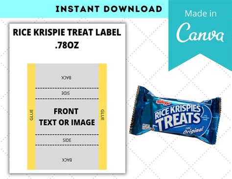 Rice Krispies Treat Label Template Rice Krispie Treat Etsy