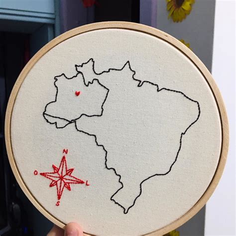 Bordado Em Bastidor Mapa Do Brasil Elo7 Produtos Especiais