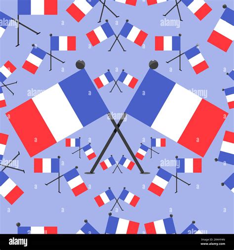 Vector Illustration Of France Pattern Flags And Blue Colors Background