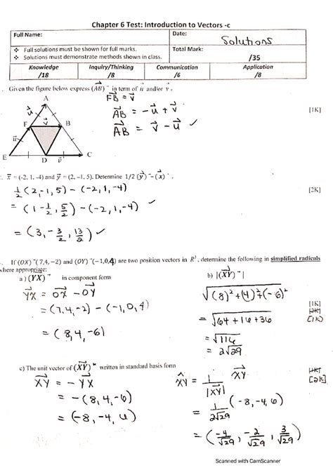 UNIT 6 TEST C - test - Chapter 6 Test: Introduction to Vectors Full