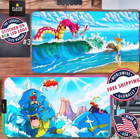 Pokemon Mouse Pad Gyarados Great Wave Of Kanagawa Kawaii Keyboard Desk