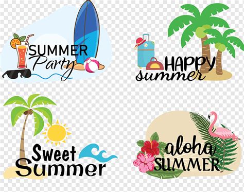 Summer Vacation Logotypes Colorful Classical Symbols Sketch Png Pngwing