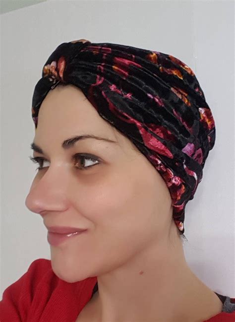 Chemo Velour Turban Knit Womens Hat Cancer Hat Alopecia Hat Etsy