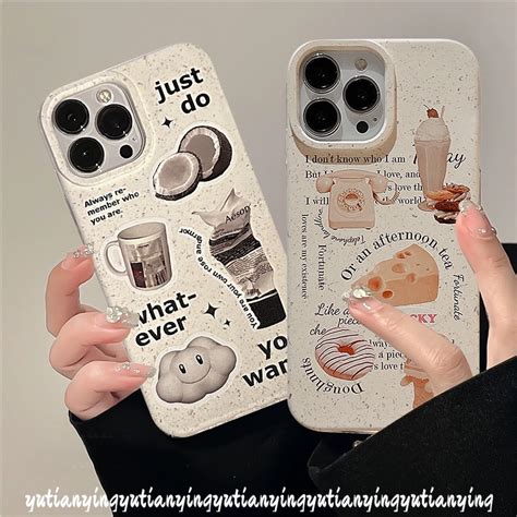 เคสโทรศัพท์มือถือนิ่ม กรอบย่อยสลายได้ ลายการ์ตูนกาแฟ ชีส ขนมปัง สไตล์