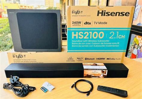 Hisense 2 1ch Soundbar With Wireless Subwoofer HS2100 240watts Prime