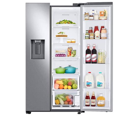 Samsung Ft Side By Side Refrigerator With Ice Maker Fingerprint Resistant Black Stainless Steel