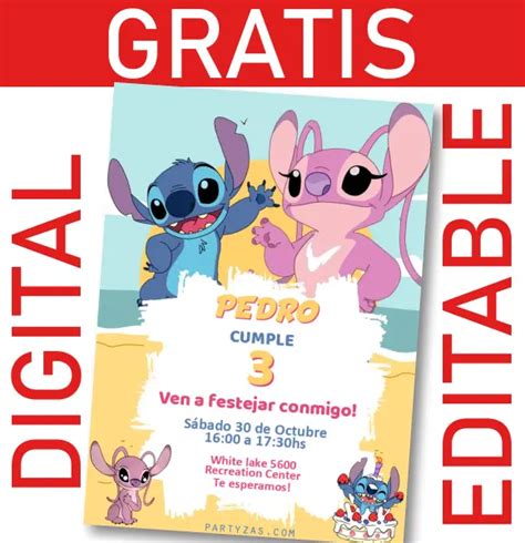 Gratis Invitaci N Stitch Y Angela Editable Digital