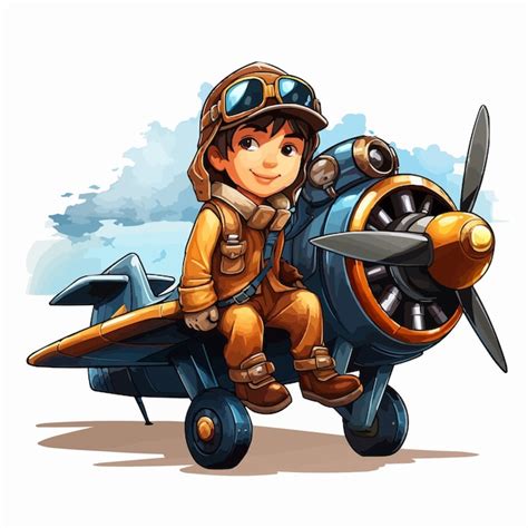 Ilustración vectorial de dibujos animados piloto con fondo blanco