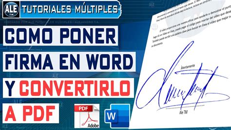 Como Poner Firma En Word Insertar Firma En Word Y Convertir A Pdf Youtube