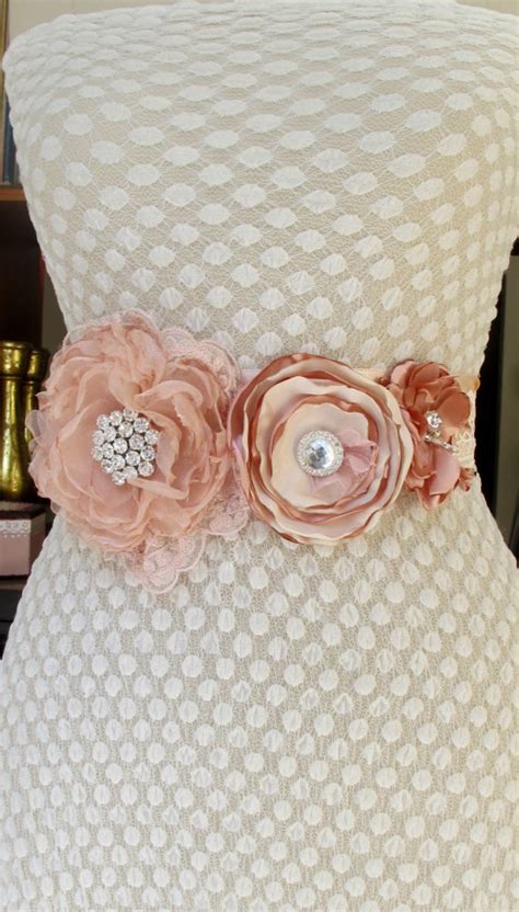 Handmade Floral Bridal Blush Pink Flower Sash Wedding Belt Floral