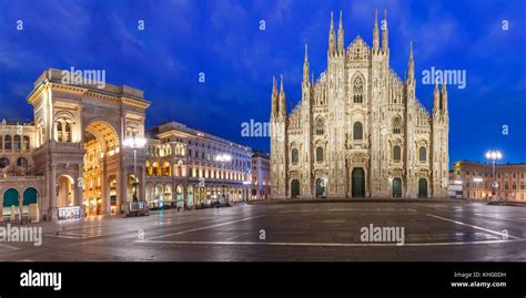 Panorama of night Piazza del Duomo in Milan, Italy Stock Photo - Alamy