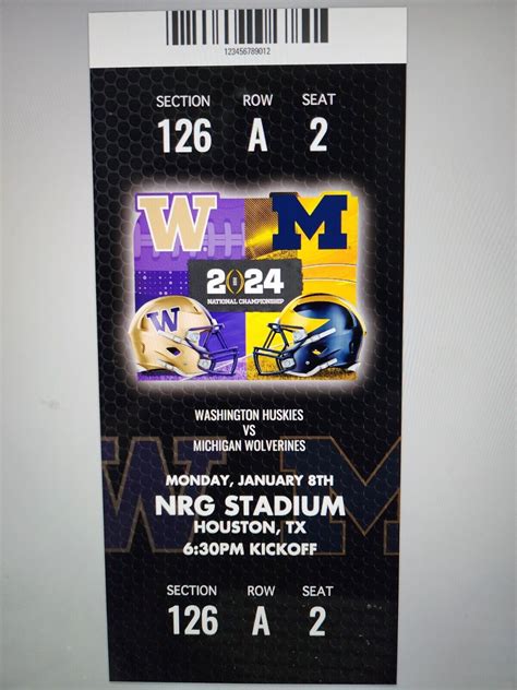 2024 CFB National Championship Replica Ticket 1/8/24 - WASHINGTON vs MICHIGAN - GoWork Recruitment