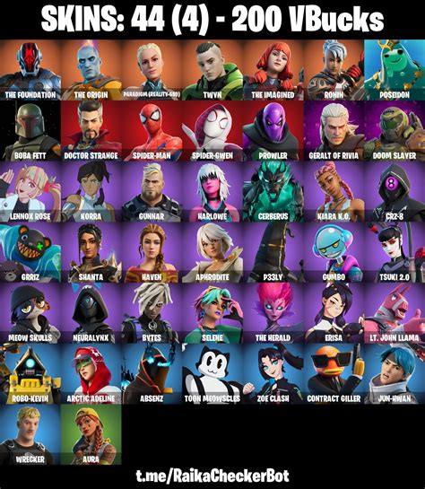 Buy 🌌 44 Skins 🪐 Boba Fett 💫 Toon Meowscles 💫 Spider Gwen 💫 Neuralynx 💫