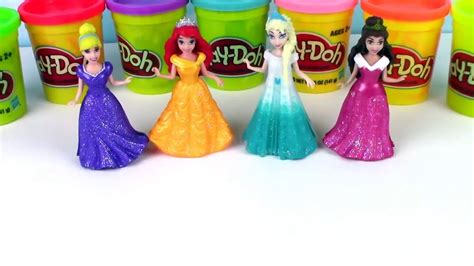 Diy Play Doh Glitter Disney Princess Dresses Magiclip Modeling Clay For