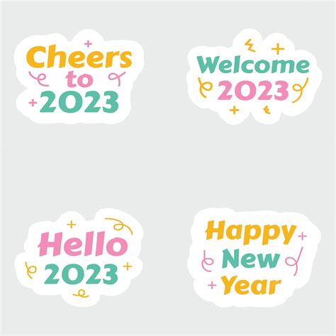 Premium Vector | Happy New Year 2023 Typography Stickers