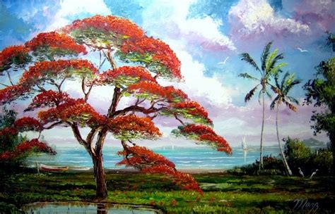 Blooming Royal Poinciana Painting | Painting, Kinkade paintings, Royal ...