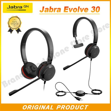 Jabra Evolve 30 Mono Stereo Wired Headset Noise Cancelling Headphones Mute Button Telephone