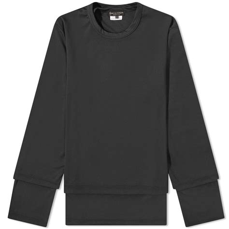 Comme Des Garçons Homme Plus Long Sleeve Layered Polyester T Black End Us