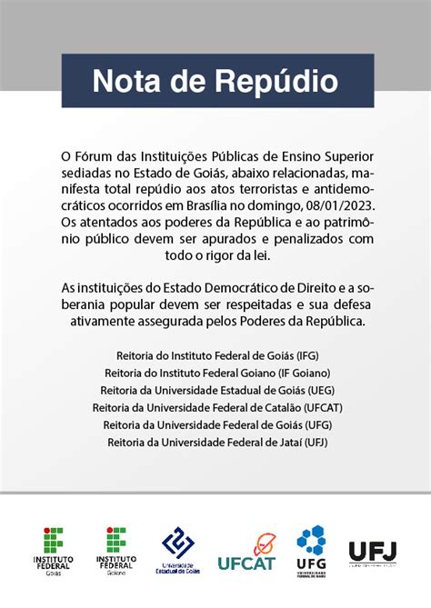 Nota de Repúdio UFG Universidade Federal de Goiás