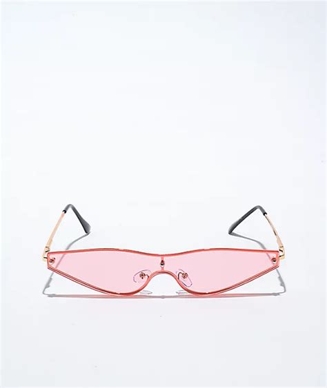 Pink Frameless Cateye Sunglasses