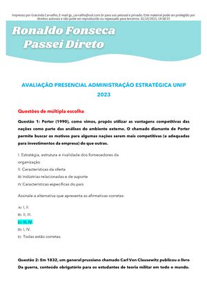 Question Rio Unidade Ii Administra O Estrategica Administra O