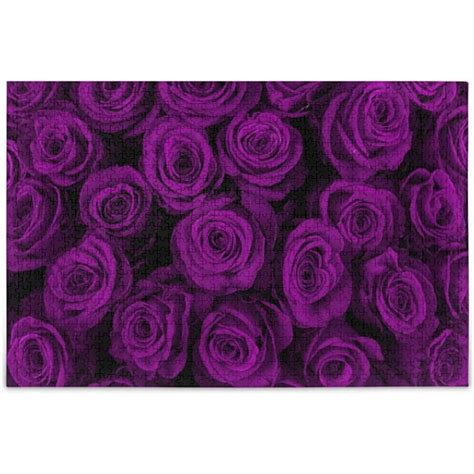 Wellsay Violet Roses Blooming Flowers Jigsaw Puzzles For Adults 500