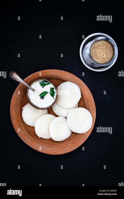 A Traditional South Indian Breakfast Of Fresh Steamed Indian Idly Idli