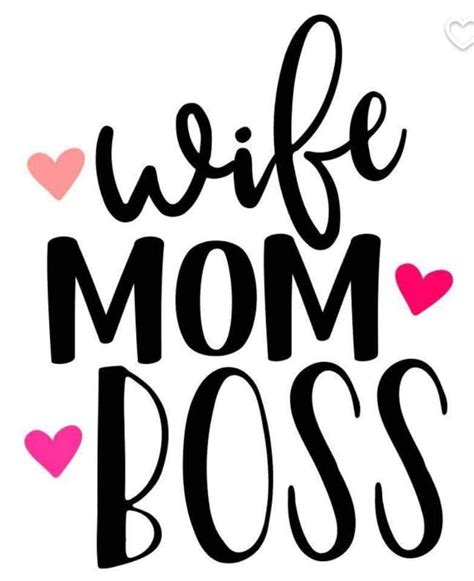 The Wordswife Mom Bossare In Black And Pink Hearts On A White Background