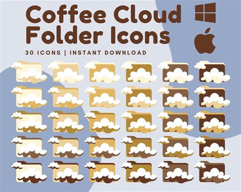 30 Aesthetic Desktop Folder Icons Custom Brown Cloud Icons for Macbook ...