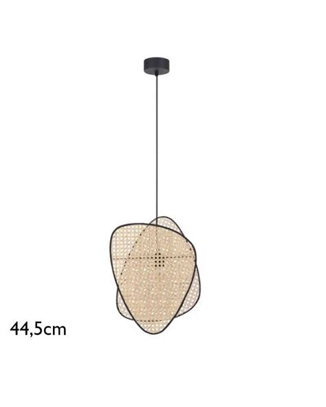 Lámpara de techo 44 5cm de alto con 2 pantallas de caña acabado natural E27