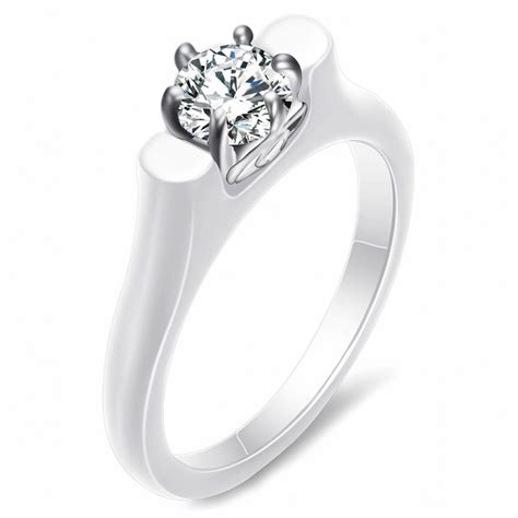 Bague Ceramique Blanche Polie Serti Zirconium BijouxStore Webid 1538