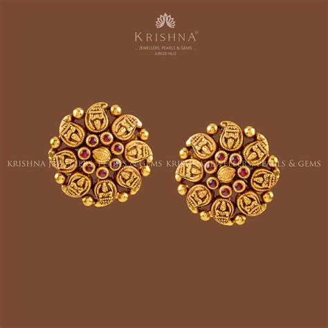 22k Gold Stud Earrings – Krishna Jewellers Pearls and Gems