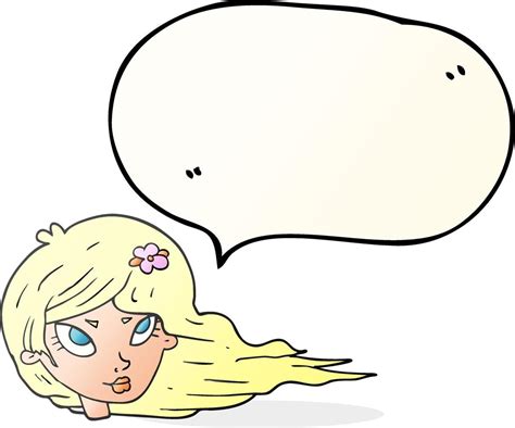 Freehand Drawn Speech Bubble Cartoon Woman With Blowing Hair 11785334