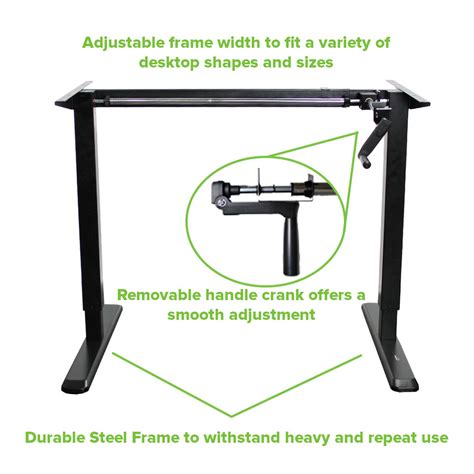 Navepoint Height Adjustable Sit Stand Manual Crank Ergonomic Desk Frame