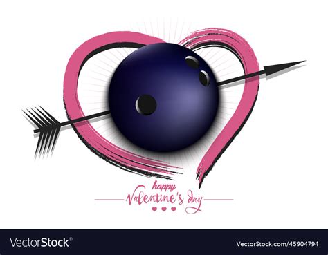 Happy Valentines Day Bowling Ball And Heart Vector Image