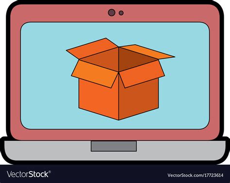 Laptop computer with box Royalty Free Vector Image