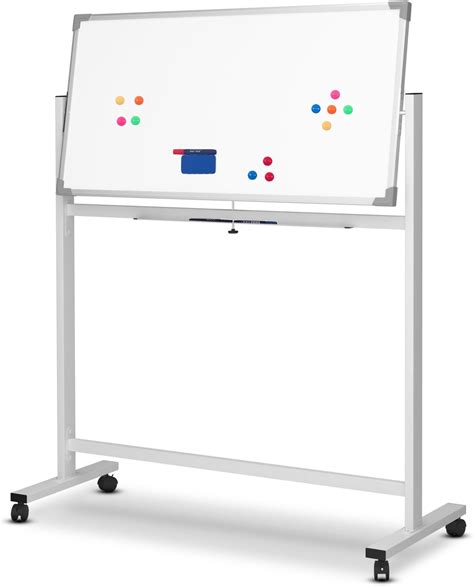 Jago® Tableau Magnétique Blanc à Roulettes Double Face Effaçable Cadre En Aluminium