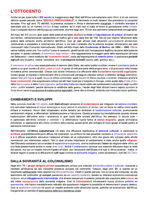 Riassunto Per L Esame Di Storia Ed Istituzioni Dell Africa Schemi E Mappe Concettuali Di