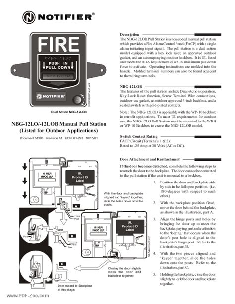 Notifier Nbg Lob Pull Station Instruction Manual