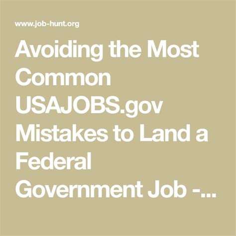 Avoiding The Most Common Mistakes To Land A Federal