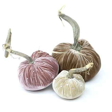 Velvet Pumpkin Trio With Swarovski Crystals Champagne Velvet Pumpkins Crystal Champagne